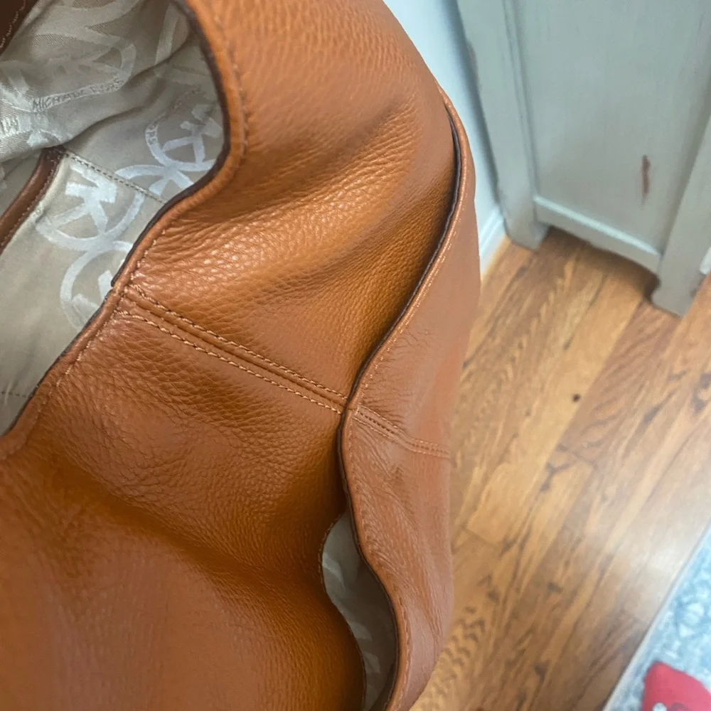 Michael Kors Brown Leather Layton Large Hobo Bag w Gold Tone Hardware